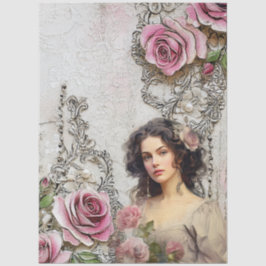 Elegante Viktorianische Era Lady Lavender Rose & S Seidenpapier