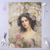 Elegante Viktorianische Era Lady White & Pink Flor Seidenpapier (Basteln)