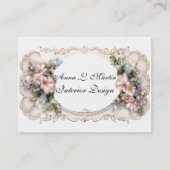 Elegante Viktorianische Frame Rosa & Blue Blumen Visitenkarte (Vorderseite)