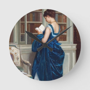Elegante viktorianische Frau beim Lesen in der Bib Runde Wanduhr