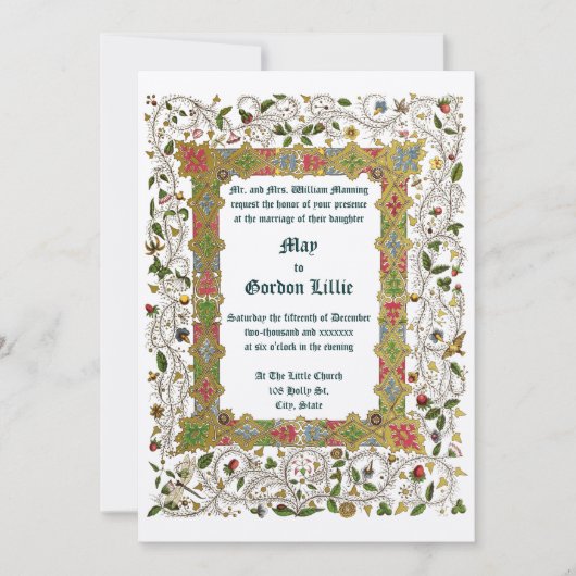 Elegante Viktorianische Hochzeit im Mittelalter 18 Einladung (Vorderseite)