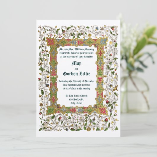 Elegante Viktorianische Hochzeit im Mittelalter 18 Einladung (Stehend Vorderseite)