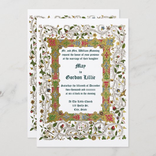 Elegante Viktorianische Hochzeit im Mittelalter 18 Einladung (Vorne/Hinten)