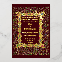 Elegante Viktorianische Hochzeit im Mittelalter 18 Folieneinladung