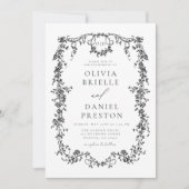 Elegante Viktorianische Hochzeit in Schwarz und We Einladung (Vorderseite)