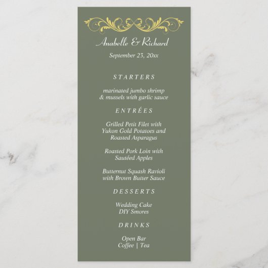 Elegante Viktorianische Hochzeit Menükarte (Vorderseite)