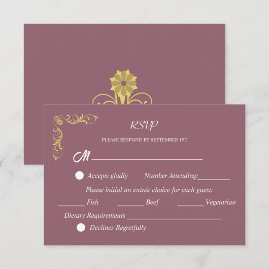 Elegante Viktorianische Hochzeit RSVP Karte (Vorne/Hinten)