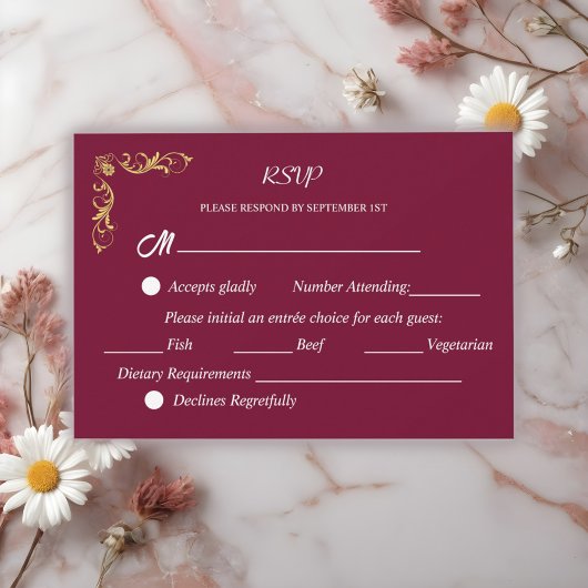 Elegante Viktorianische Hochzeit RSVP Karte