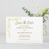 Elegante Viktorianische Hochzeit speichert das Dat Einladung (Stehend Vorderseite)