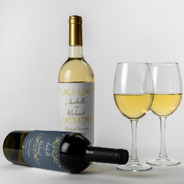 Elegante Viktorianische Hochzeitflasche Gefallen Weinetikett