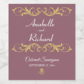 Elegante Viktorianische Hochzeitflasche Gefallen Weinetikett (Einzelnes Label)