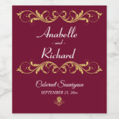 Elegante Viktorianische Hochzeitflasche Gefallen Weinetikett (Einzelnes Label)