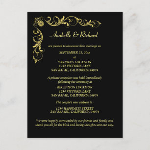 Elegante Viktorianische Hochzeitsankündigung Postkarte