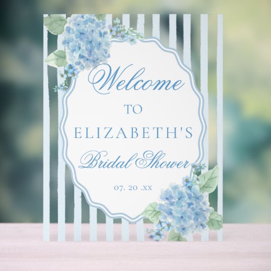 Elegante Viktorianische Hütte Blue Hydrangea Willk Acrylschild (Neutral)