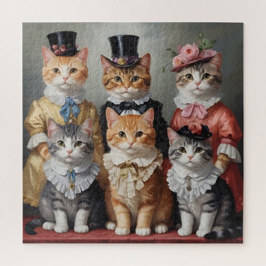 Elegante viktorianische Katzen Puzzle (Vertikal)