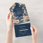 Elegante Viktorianische Königliche Hochzeit All In One Einladung (Abreißen)