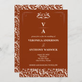 Elegante Viktorianische Orange Terracota Einladung (Vorne/Hinten)