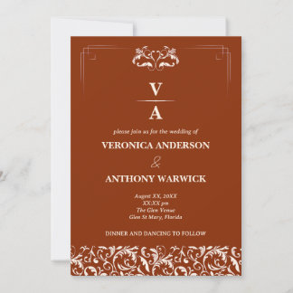 Elegante Viktorianische Orange Terracota Einladung