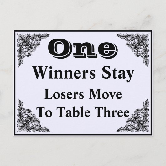 Elegante Viktorianische Ornament-Bunco-Tischkarte Postkarte (Vorderseite)