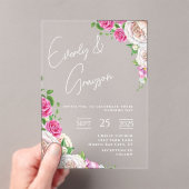 Elegante Viktorianische Rose Blumenhochzeit Acryleinladungen (Insitu (Handheld))