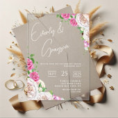 Elegante Viktorianische Rose Blumenhochzeit Acryleinladungen