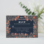 Elegante Viktorianische Rose Gold Foil Wedding RSV RSVP Karte (Stehend Vorderseite)