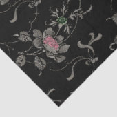 Elegante Viktorianische Rose im schwarzen Hintergr Seidenpapier (Ausschnitt)