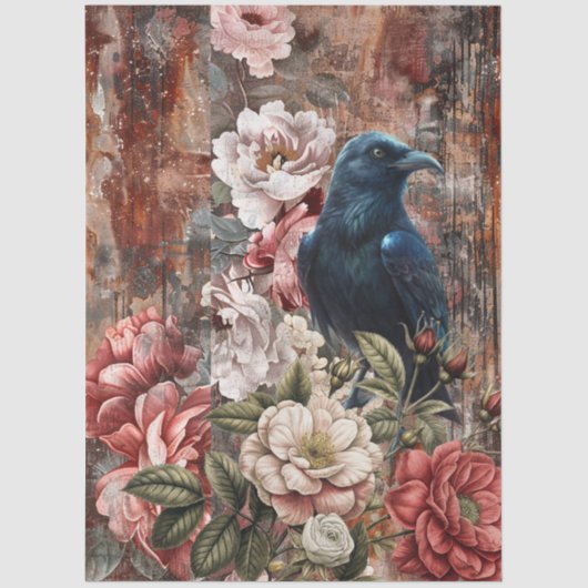 Elegante viktorianische rustikale Blumen-Dekupage  Seidenpapier (Vorderseite)