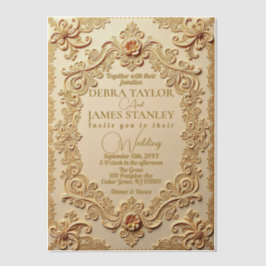 Elegante Viktorianische Spitze | Vintage Goldhochz Pergament Einladungen
