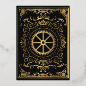 Elegante Viktorianische Steampunk-Hochzeit Folieneinladung (Rückseite)