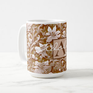 Elegante viktorianische Terrakotta-Boho-Weiß-Blume Kaffeetasse