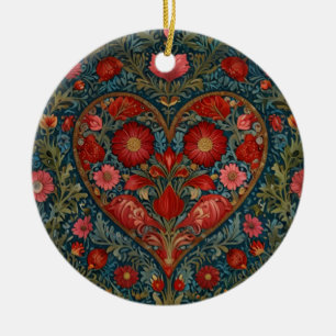 Elegante viktorianische Valentinstag-Herzgestaltun Keramik Ornament