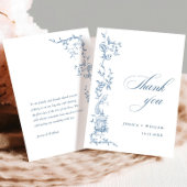 Elegante Viktorianische Verzierte Blumendusty Blue Dankeskarte