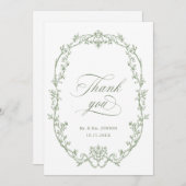 Elegante Viktorianische Verzierte Blumenfeier Grün Dankeskarte (Vorne/Hinten)