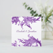 Elegante Viktorianische Violet Sweep Wedding Einla Einladung (Stehend Vorderseite)