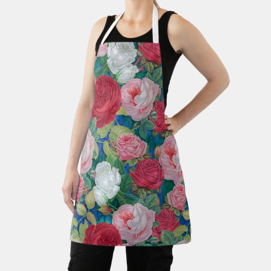 Elegante Viktorianische Wasserfarben Rot und Rosa Schürze (InSitu)