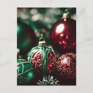 Elegante viktorianische Weihnachtsbälle in Rot und Feiertagspostkarte