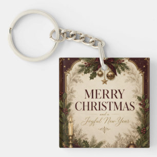 Elegante viktorianische Weihnachtsgrüße Schlüsselanhänger