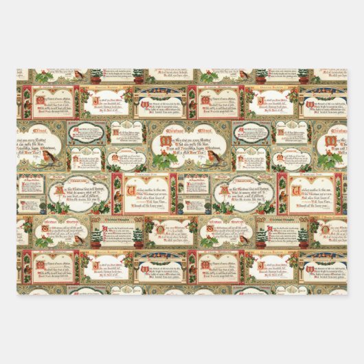 Elegante Viktorianische Weihnachtskarten-Collage Geschenkpapier Set (Vorderseite 2)