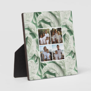 Elegante viktorianische weiße grüne botanische Fot Fotoplatte
