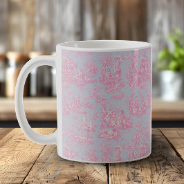 Elegante Vintag-blaue Rosa-Toile de jouy Kaffeetasse