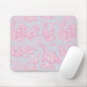 Elegante Vintag-blaue Rosa-Toile de jouy Mousepad (Mit Mouse)