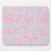 Elegante Vintag-blaue Rosa-Toile de jouy Mousepad (Vorne)