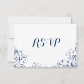 Elegante Vintag Blue Blüh Wedding RSVP Cards Karte (Rückseite)