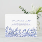 Elegante Vintag Blue Floral Einschließkarte Einladung (Stehend Vorderseite)