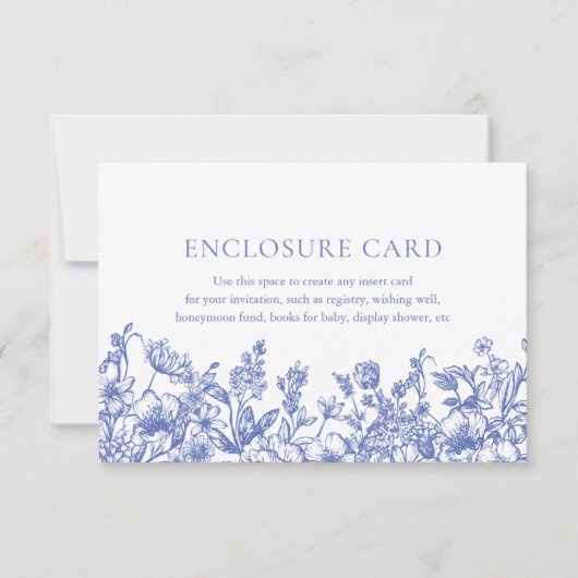 Elegante Vintag Blue Floral Einschließkarte Einladung (Vorderseite)