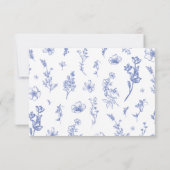 Elegante Vintag Blue Floral Einschließkarte Einladung (Rückseite)