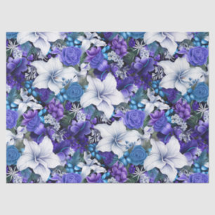Elegante Vintag Blue Floral Weihnachten Dekoupage Seidenpapier