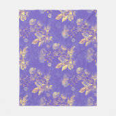 Elegante Vintag Blue Gold Floral Illustration Fleecedecke (Vorderseite)