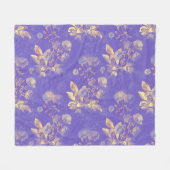 Elegante Vintag Blue Gold Floral Illustration Fleecedecke (Vorderseite (Horizontal))